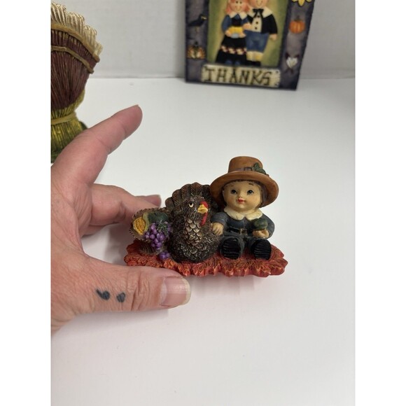 4 Piece Thanksgiving Lot Kitchen Timer Hanging Trivet Figurines - Picture 8 of 11